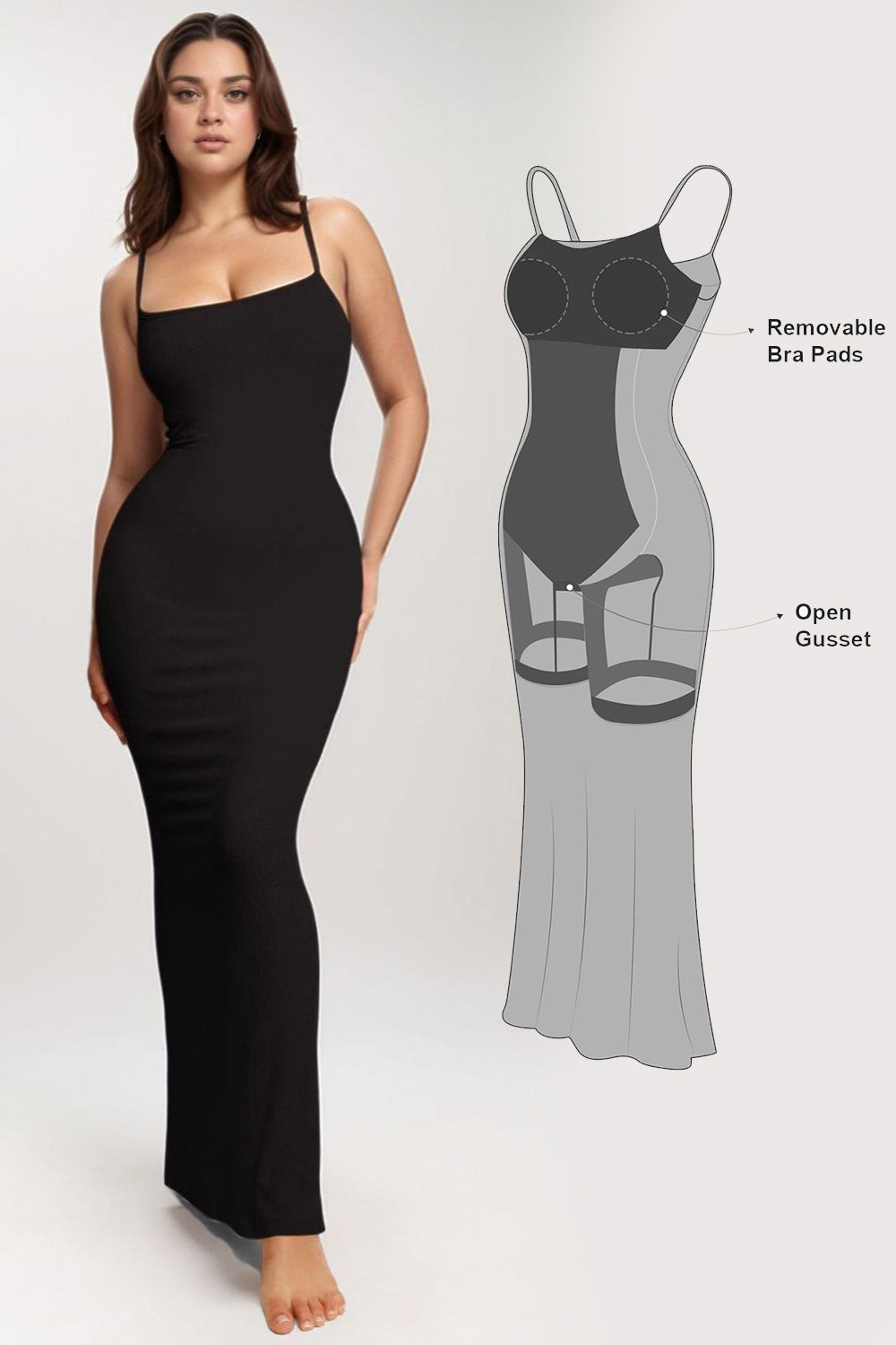 shapewear for formal dresses Built-In and supports CRVY Long Sleeve Maxi Shapewear