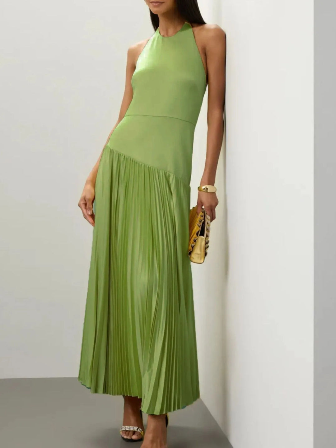 coast pleated maxi dress Pink Coast Pleated Frill Chiffon Maxi Dress
