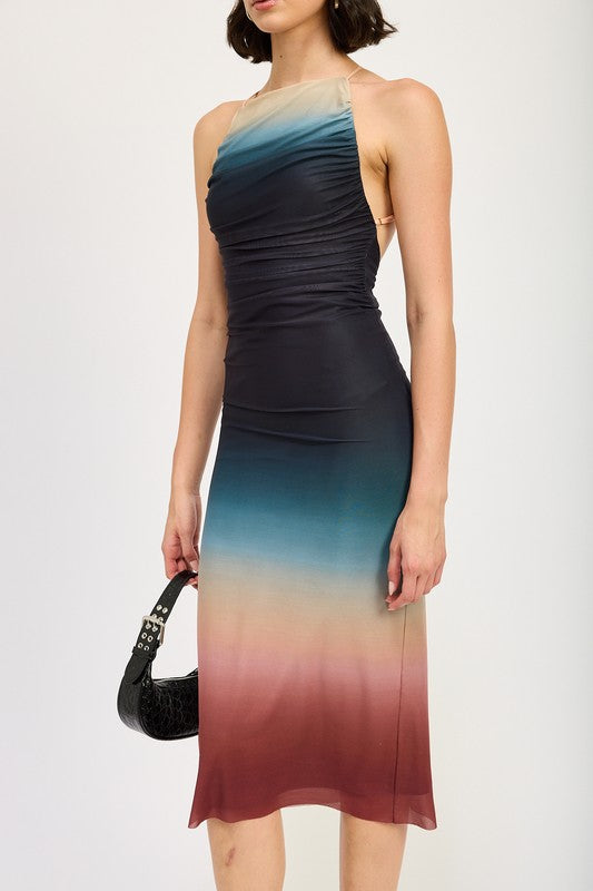 HALTER NECK OMBRE MAXI DRESS