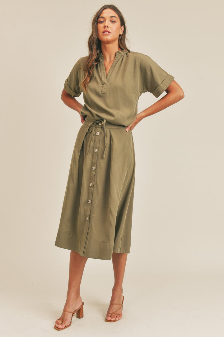 MABLE Army Green Two-Piece Skirt Set