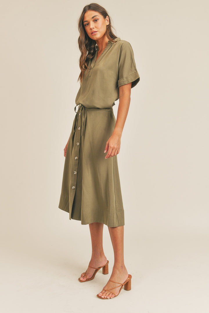 MABLE Army Green Two-Piece Skirt Set