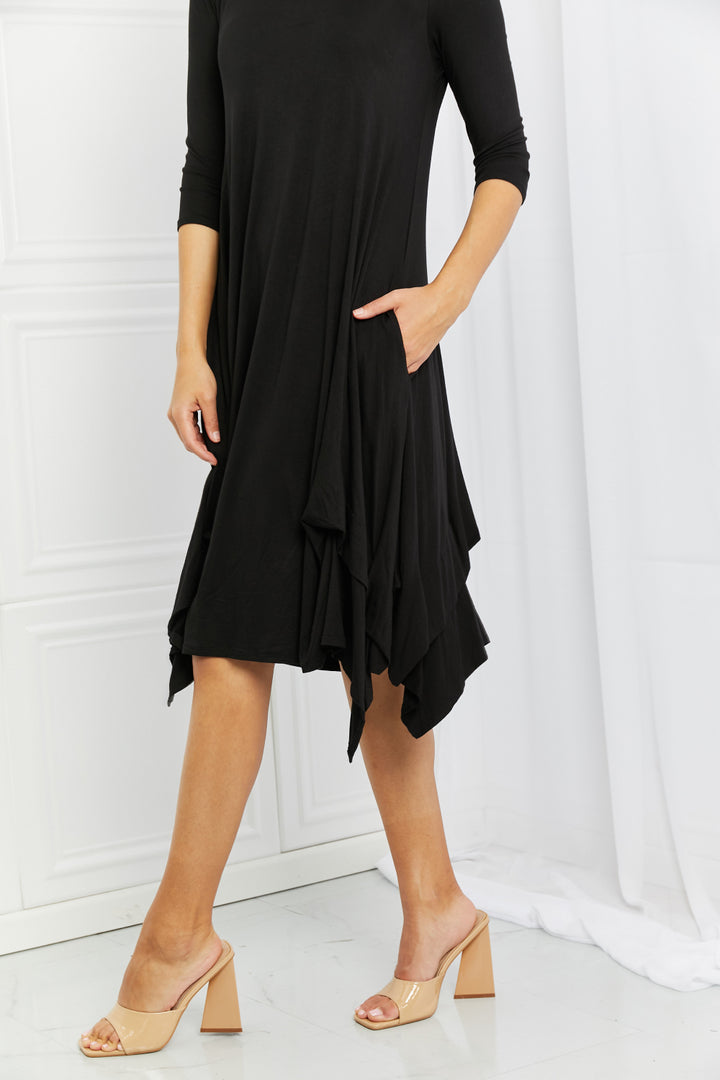 Celeste Full Size Pick-up Hem Asymmetric Midi Dress