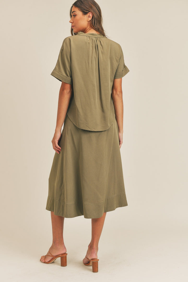 MABLE Army Green Two-Piece Skirt Set