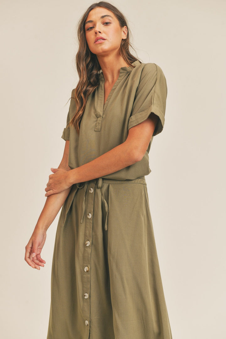 MABLE Army Green Two-Piece Skirt Set