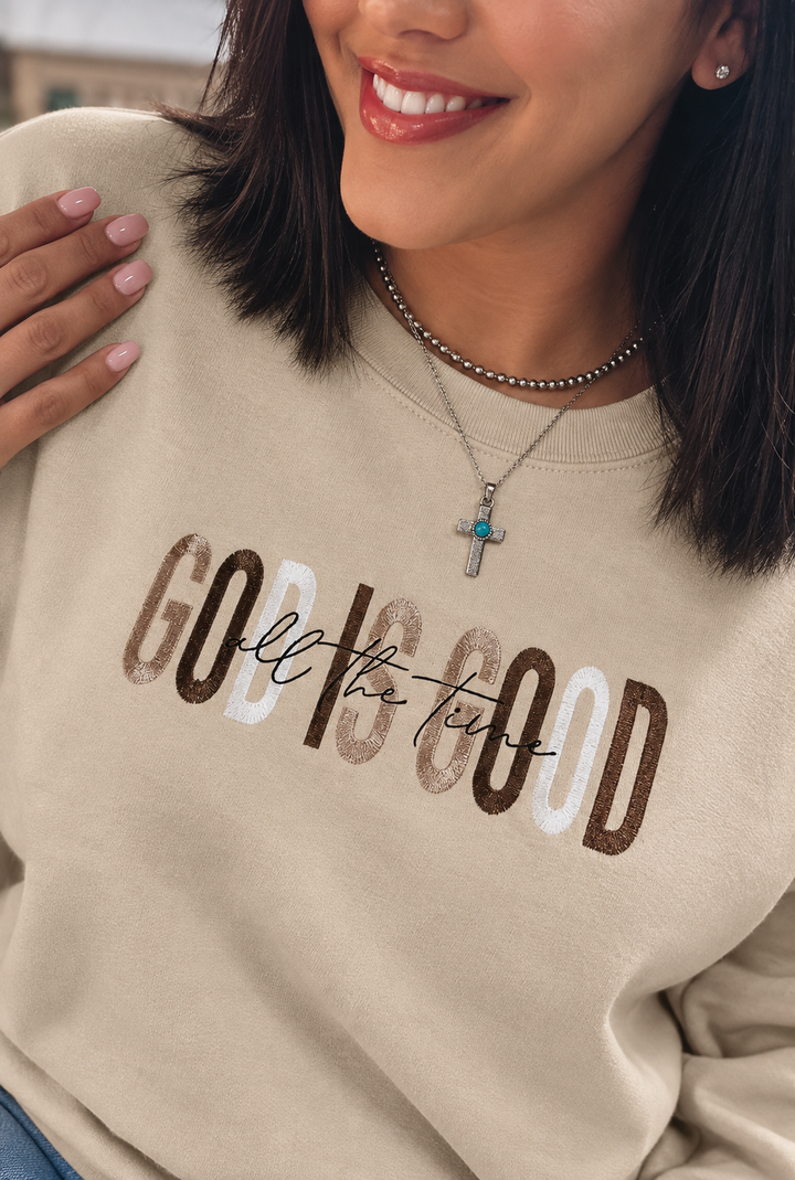 God Is Good Faith Graphic Crewneck Sweatshirt