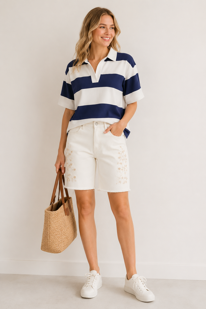 Risen Bloom Embroidered Bermuda Shorts