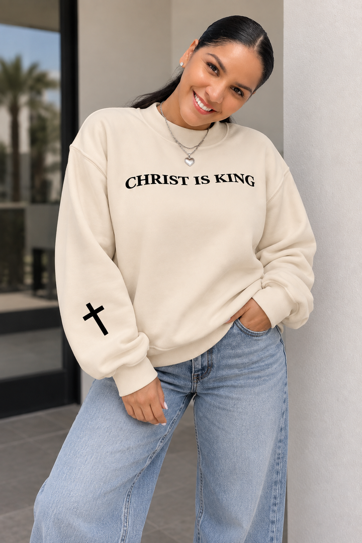 CHRIST IS KING Embroidery Oversized Sweatshirt