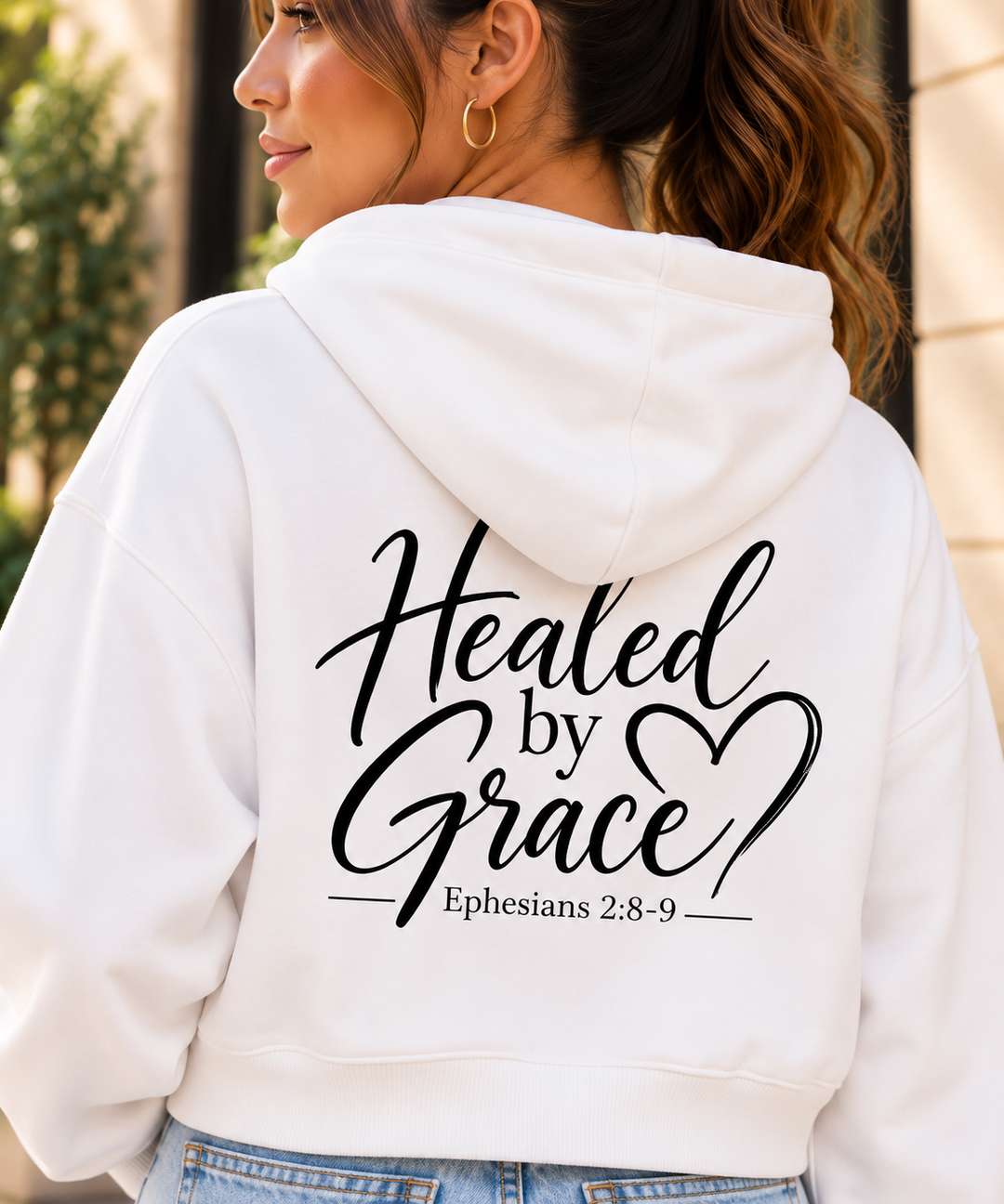 Healed by Grace Cropped Hoodie – Ephesians 2:8–9