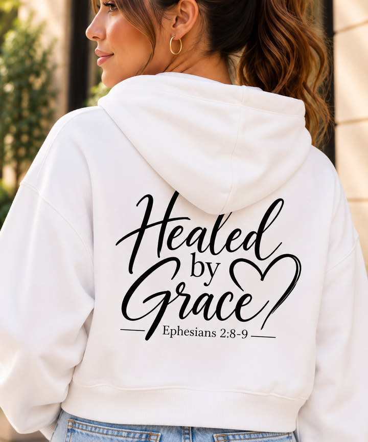 Healed by Grace Cropped Hoodie – Ephesians 2:8–9