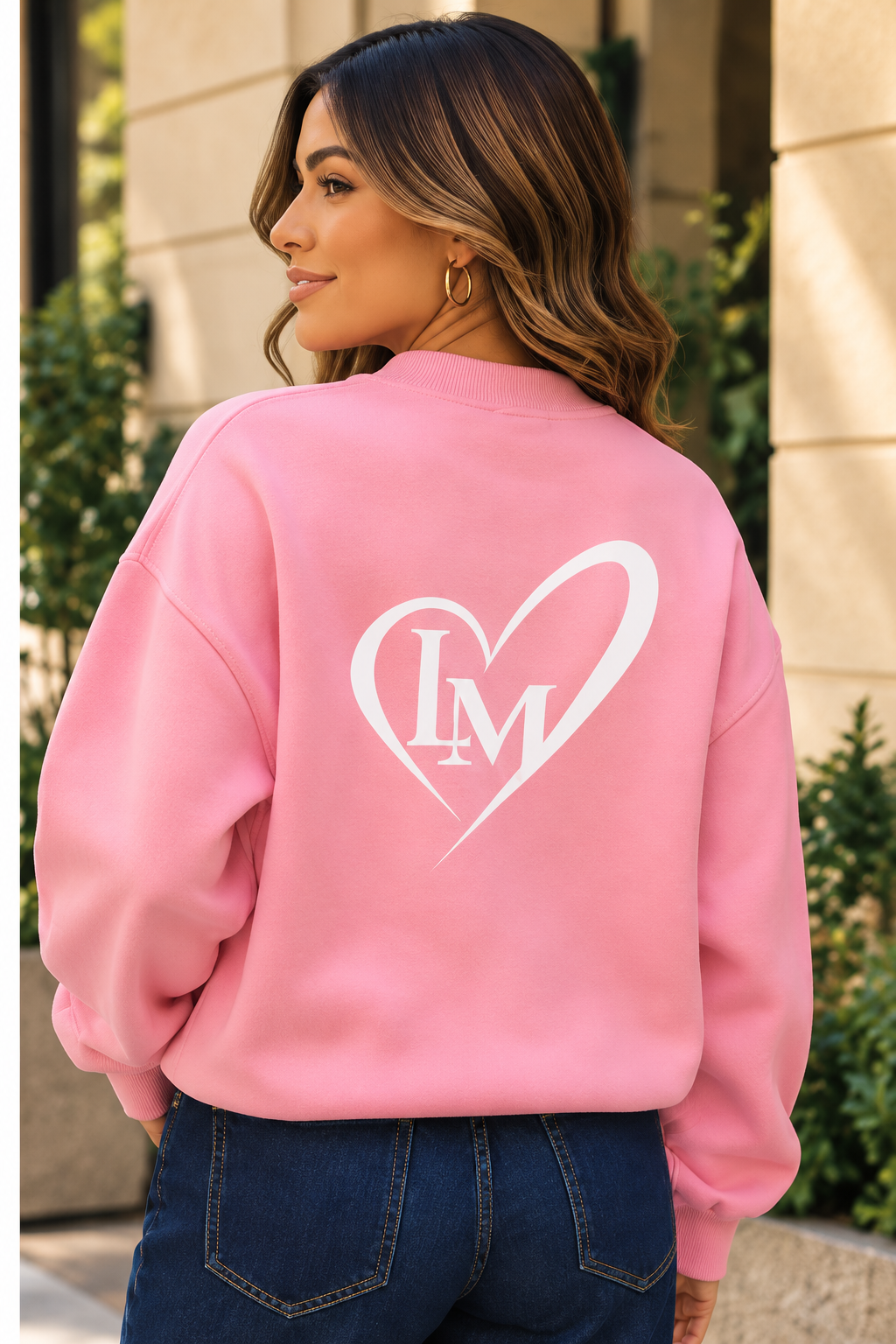 Worthy First Fleece Mock-Neck Oversized Pink Sweatshirt