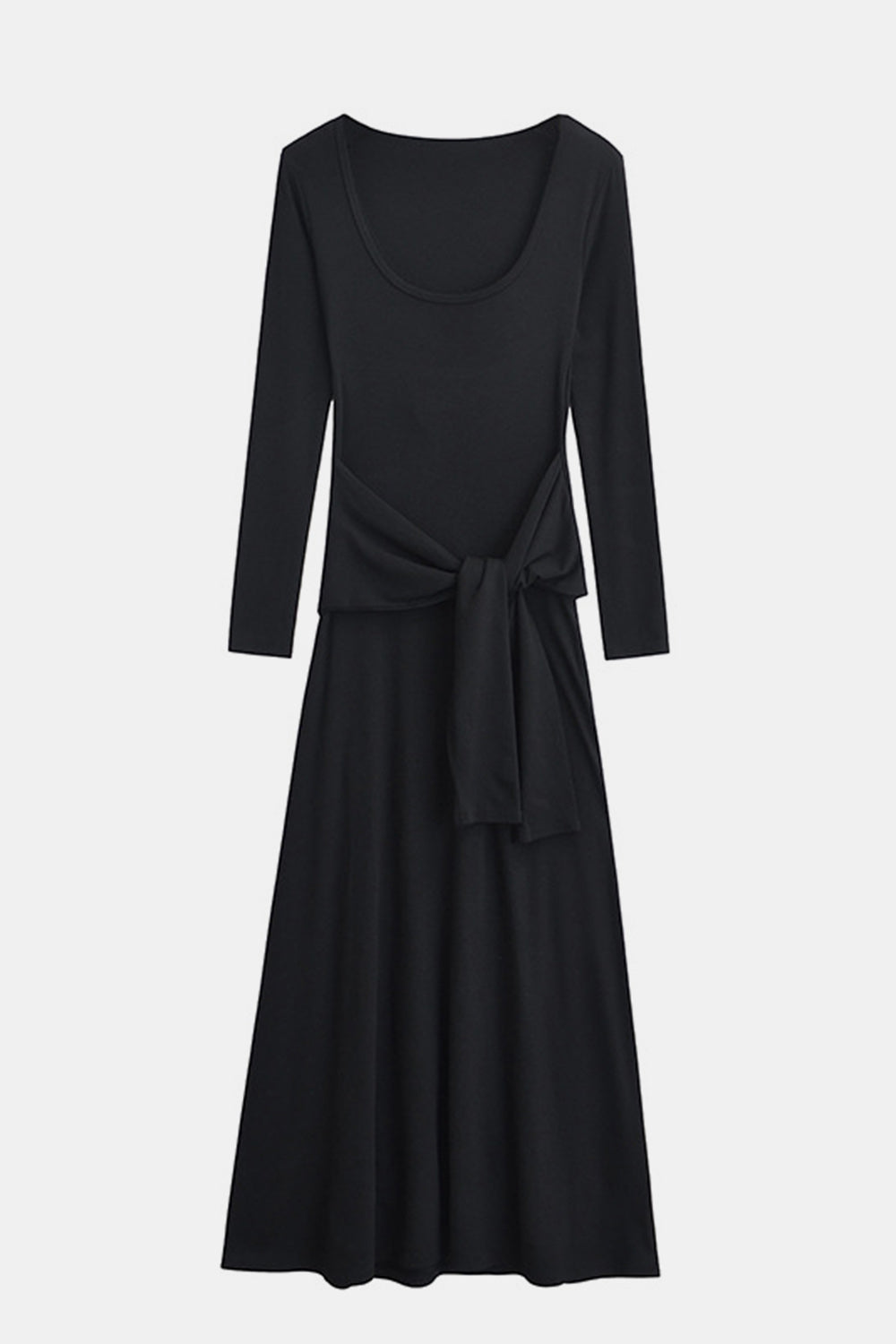 Basic Bae Tied Scoop Neck Long Sleeve Maxi Dress