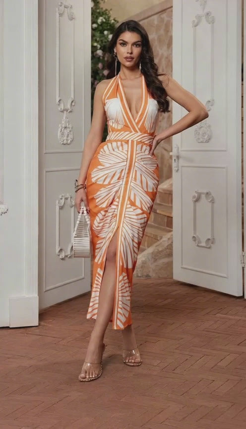 Hideaway Tropical Print Halter Dress