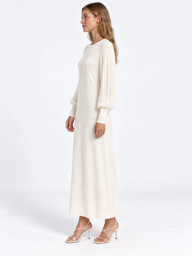The Élise Pleated Sleeve Knit Maxi Dress