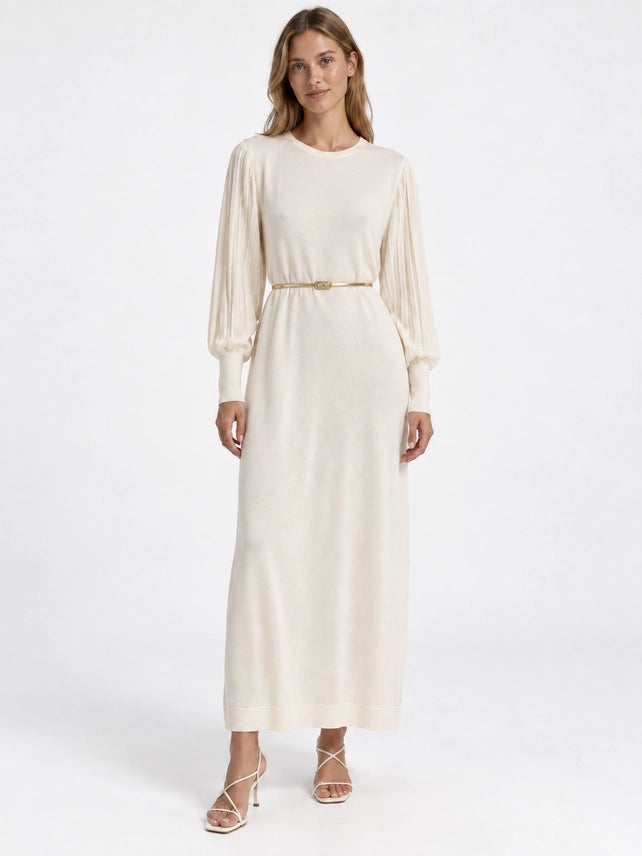 The Élise Pleated Sleeve Knit Maxi Dress