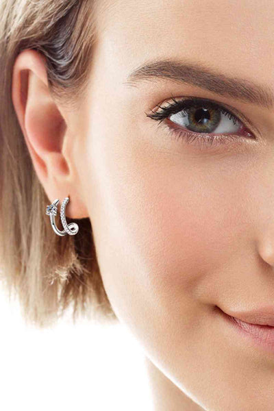 Moissanite 925 Sterling Silver C-Hoop Earrings